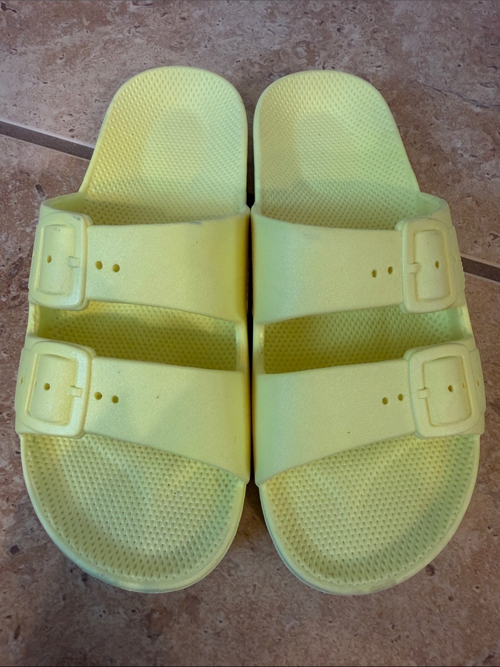 Freedom Moses  Yellow Double-Buckle Slide Sandals